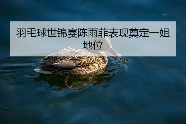 羽毛球世锦赛陈雨菲表现奠定一姐地位